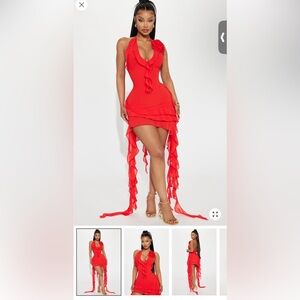 Fashion Nova Vibrant Red High Low Dress